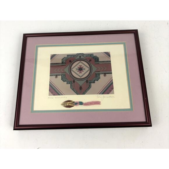 VTG Tori Garretson Mixed Media Hope Tapestry Southwest Wall Art- Signed Framed - Picture 1 of 12